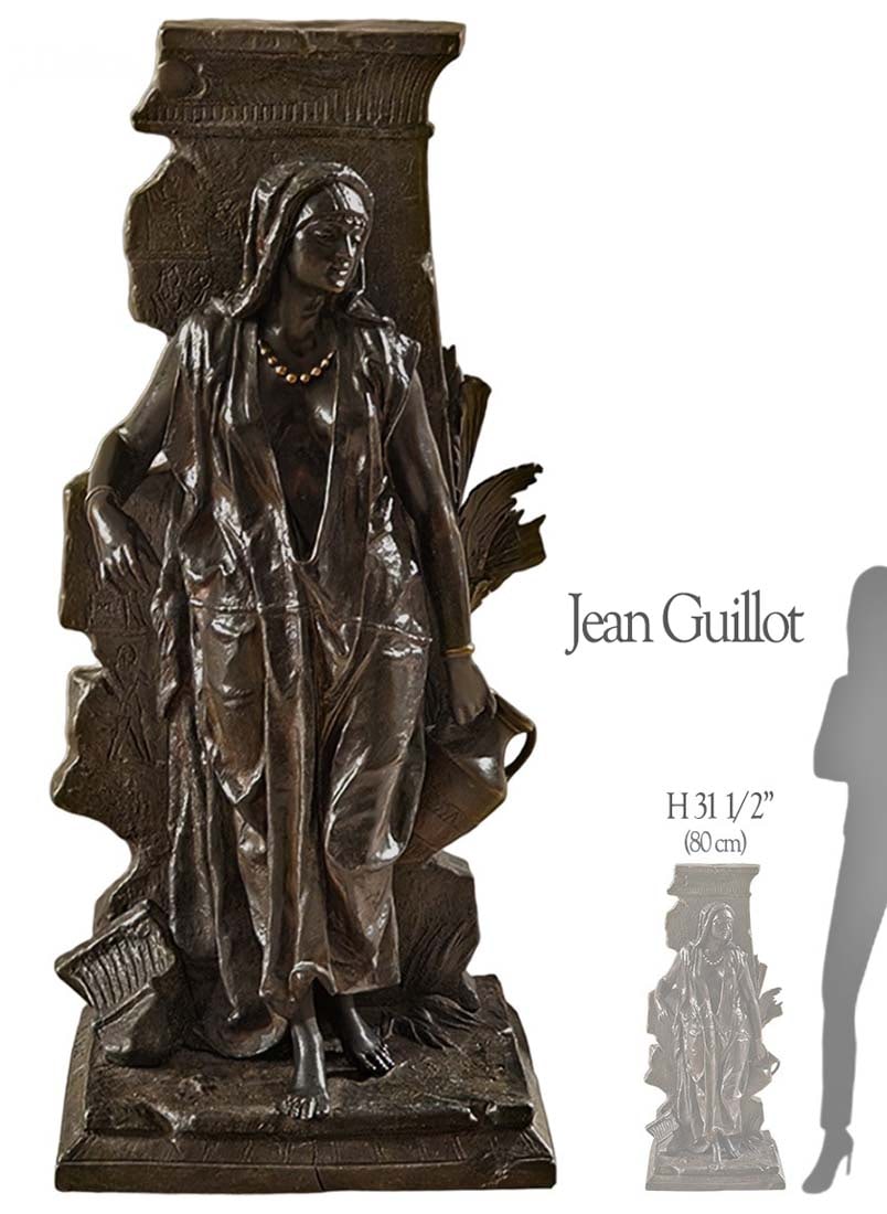 Large 19th C. (French, 1865-1911) J.Guillot Orientalist Figural Bronze Statue: Large 19th C. (French, 1865-1911) J.Guillot Orientalist Figural Bronze Statue. H 31 1/2" x W 11 1/2" x L 16"