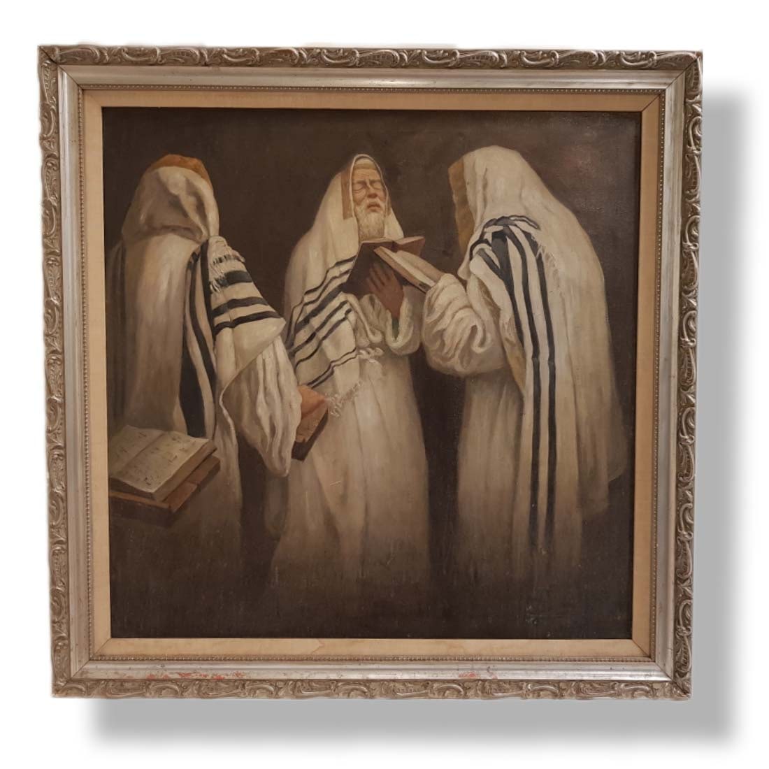 Signed Oil On Canvas Judaica Painting Of Rabbi (1 of 6)