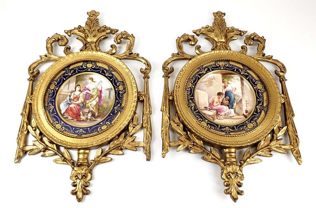 Pair of Magnificent 19th C. Framed Royal Vienna Porcelain Plates (1 of 7)