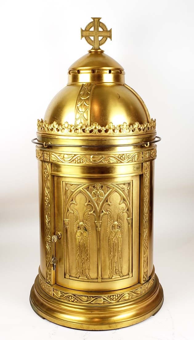 Magnificent Late 19th C. Gilt Bronze Tabernacle: Magnificent Monumental Late 19th C. Gilt Bronze Cathedral Tabernacle. Measures H: 39" W: 18 1/2"