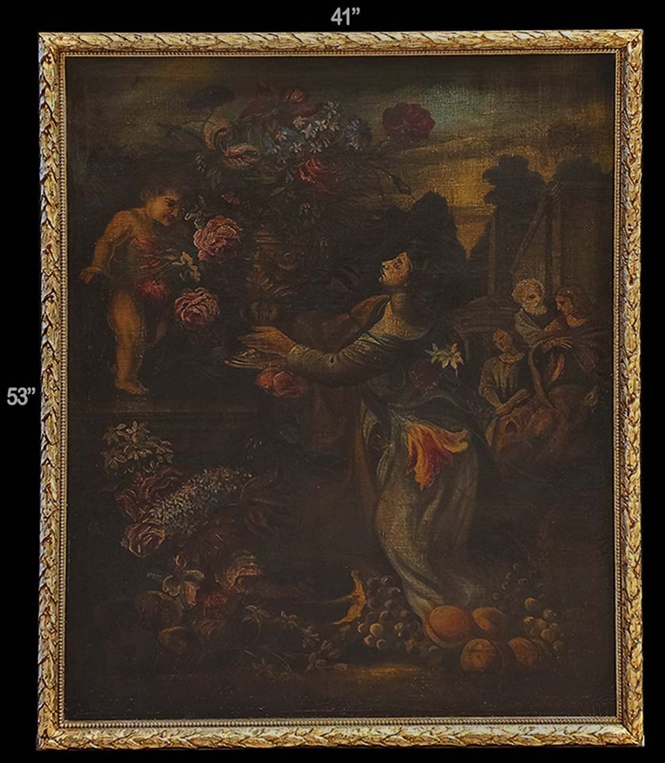 Large 19t C. Religious 'Still Life' Oil On Canvas Painting (1 of 7)