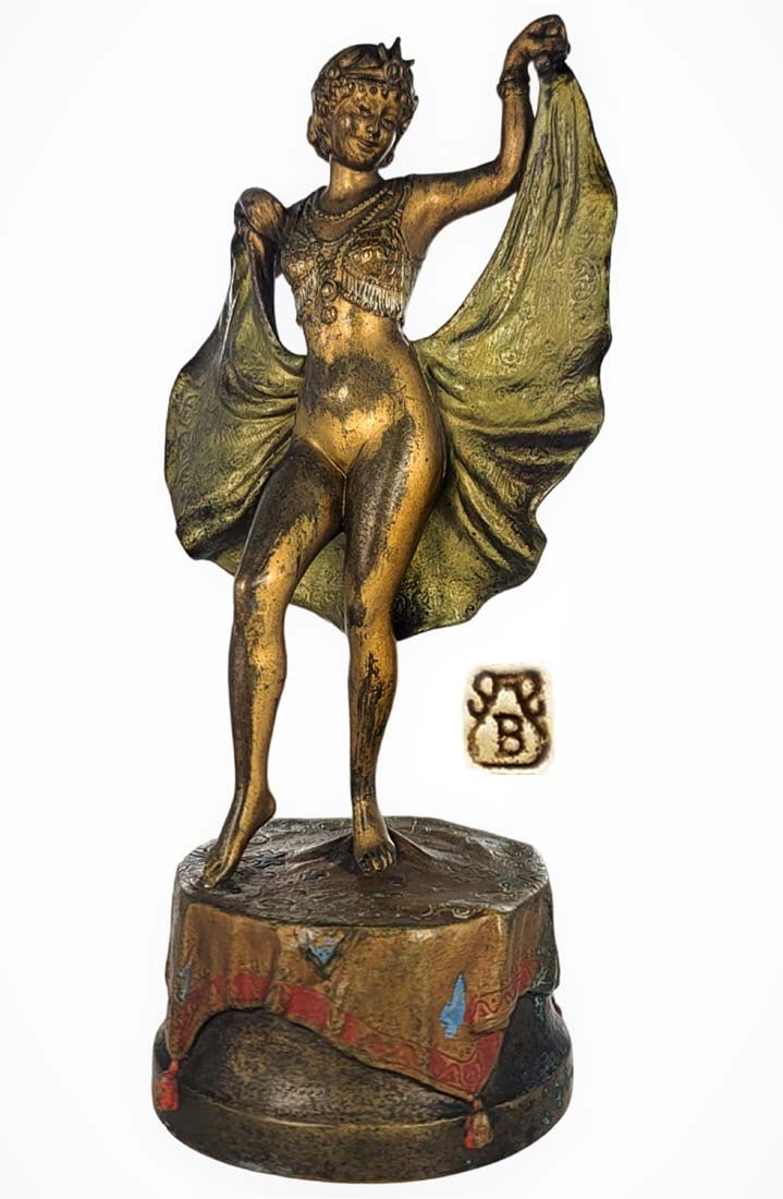 Cold Painted Bronze Bergman Bronze Gypsy Dancer: Cold Painted Bronze Bergman Bronze Gypsy Dancer. H 7 1/2" x W 3 1/2"