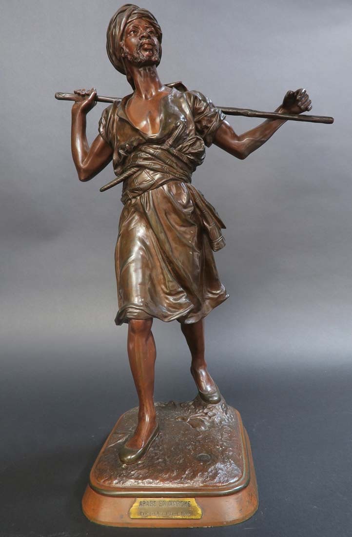 Large 19th C. French Orientalist Statue Pinedo Arabe En Marche: Large 19th C. French Orientalist Statue Pinedo Arabe En Marche. H 25" x L 8" x W 10"