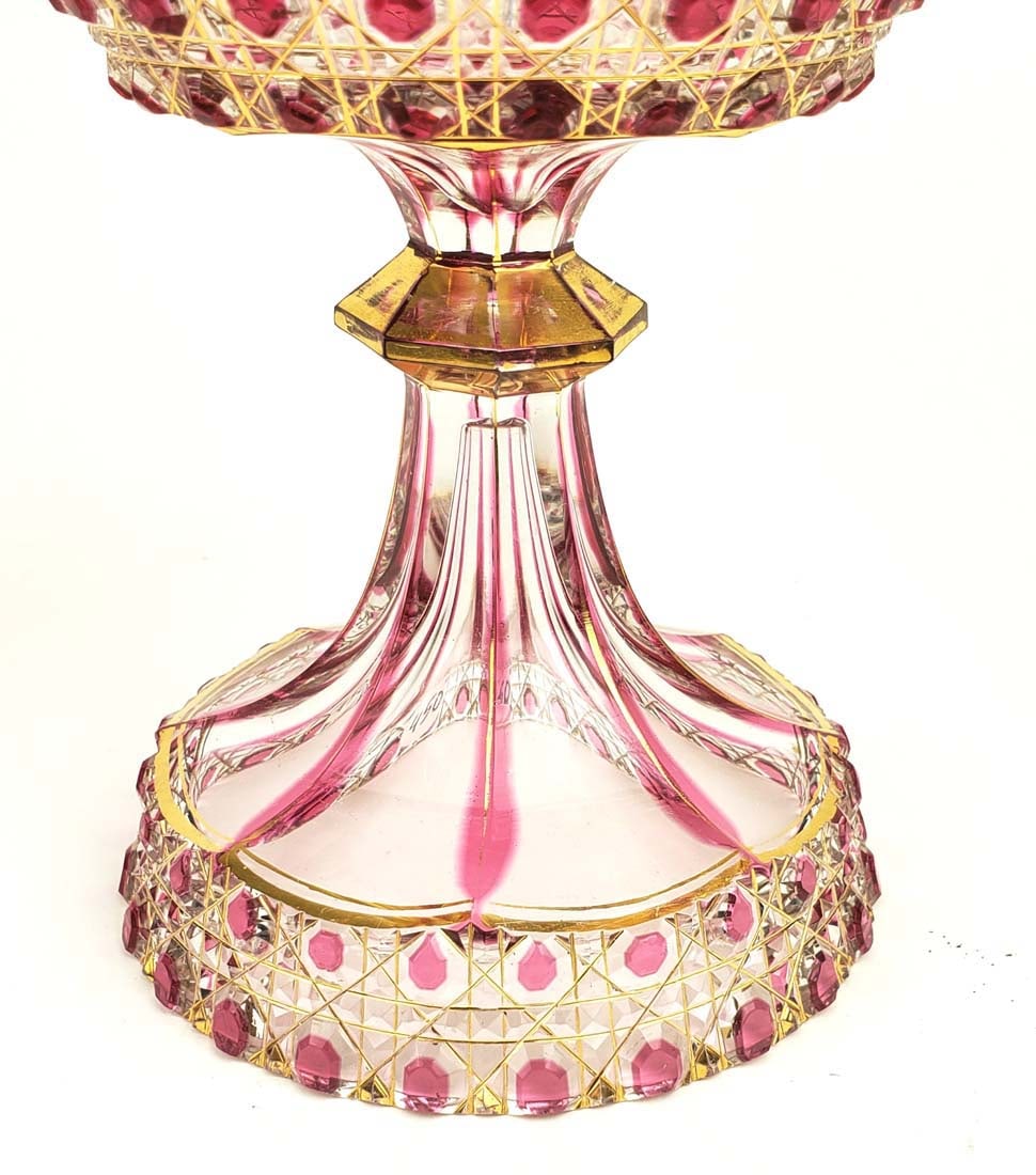 19th C. Bohemian Diamond Cut Compote - 3