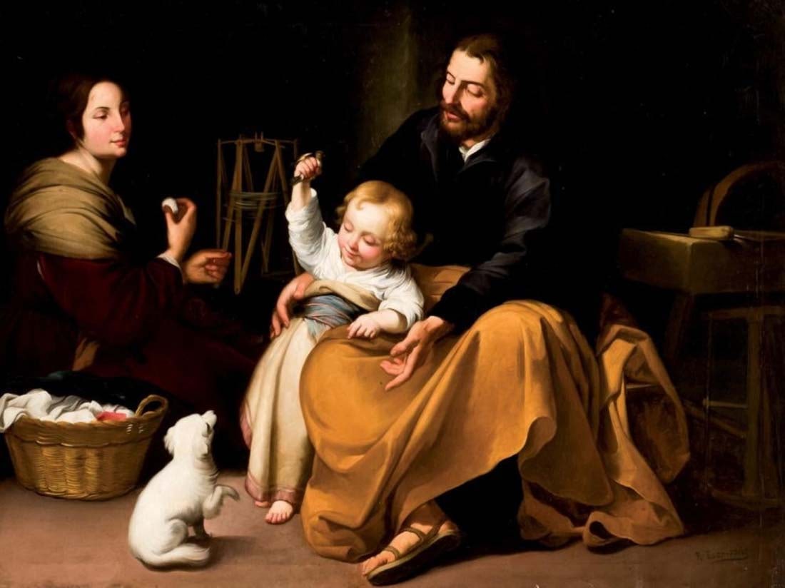 R. Escrivano "Holy Family of the Little Bird" Oil on Canvas: R. Escrivano "Holy Family of the Little Bird" Oil on Canvas. Signed in the lower right corner. Copy of "Sagrada Familia del pajarito", made by BartolomÃ© Esteban Murillo C. 1650 and exposed in the