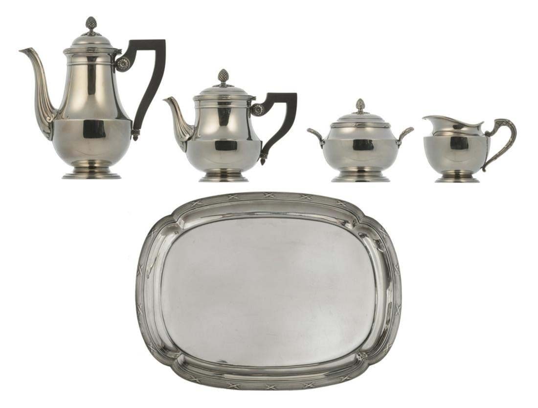 A 5 Pc. Christofle Silverplated Tea Set (1 of 12)