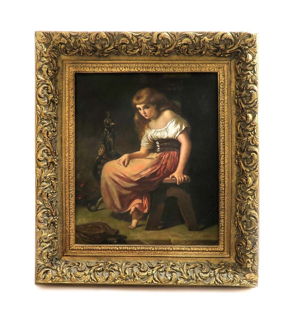 19th C. Oil on Canvas of Woman Sitting: 19th C. Oil on Canvas of Woman Sitting. Measures 36" x 31"