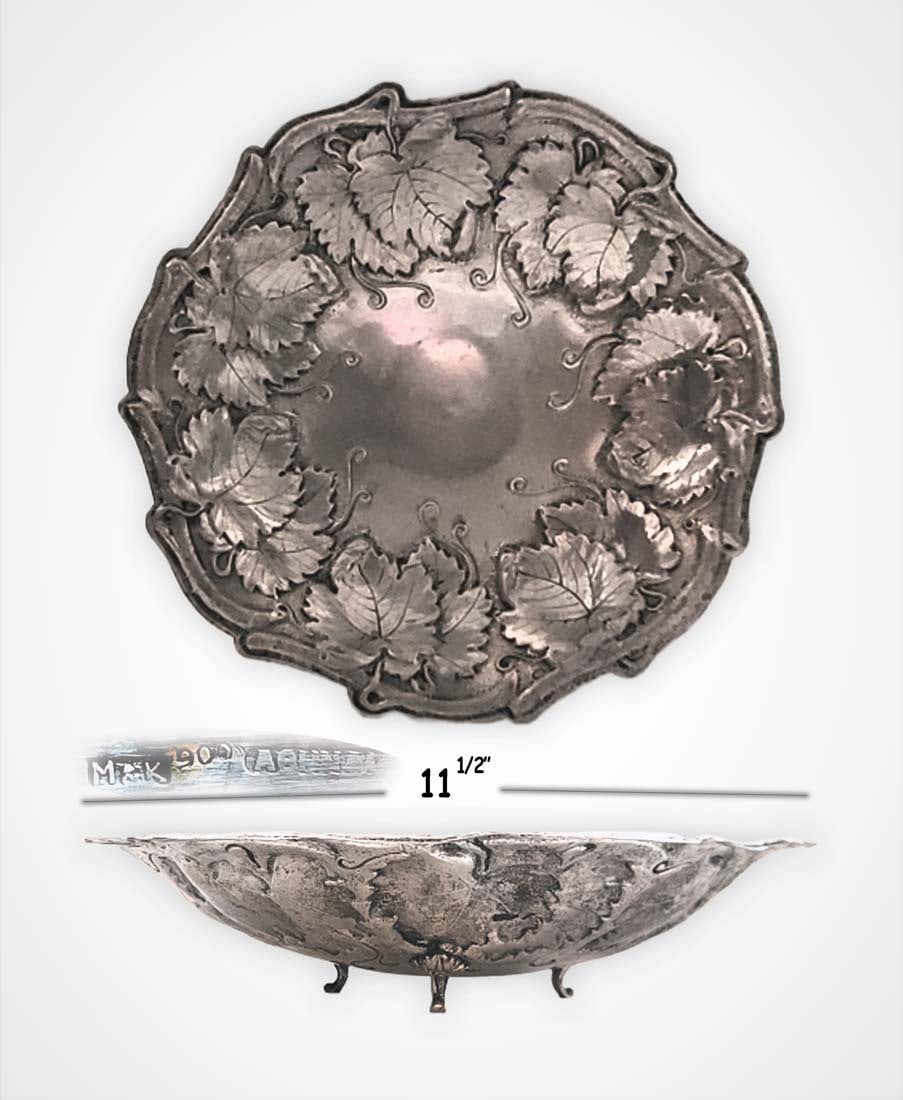 (July-1953) Stamped Oriental 900 Silver Center Piece: (July-1953) Stamped Oriental 900 Silver Center Piece. D 11.5" ( 603g )