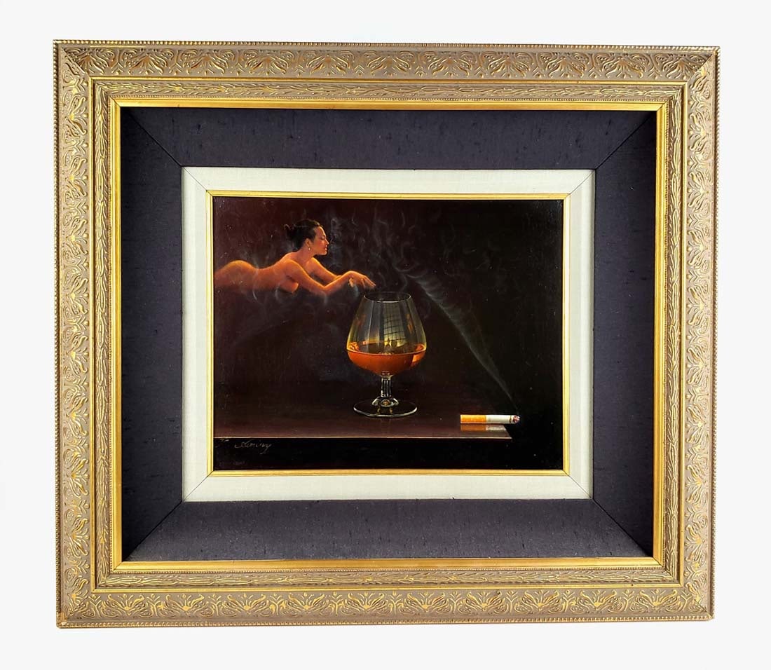 Magnificent Still Life Oil on Canvas "Smokers Dream" by T. Amiry (1 of 9)