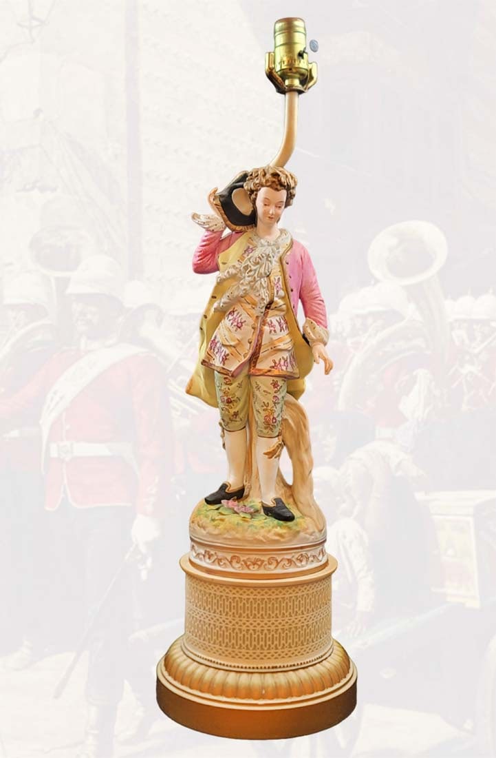 Large German Style Figural Lamp: Large German Style Figural Lamp. H 27" x W 10"