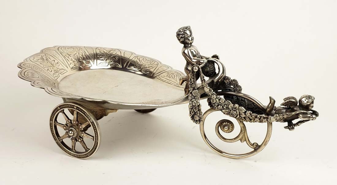 19th C. German Silverplated Figural Carriage Tray (1 of 5)