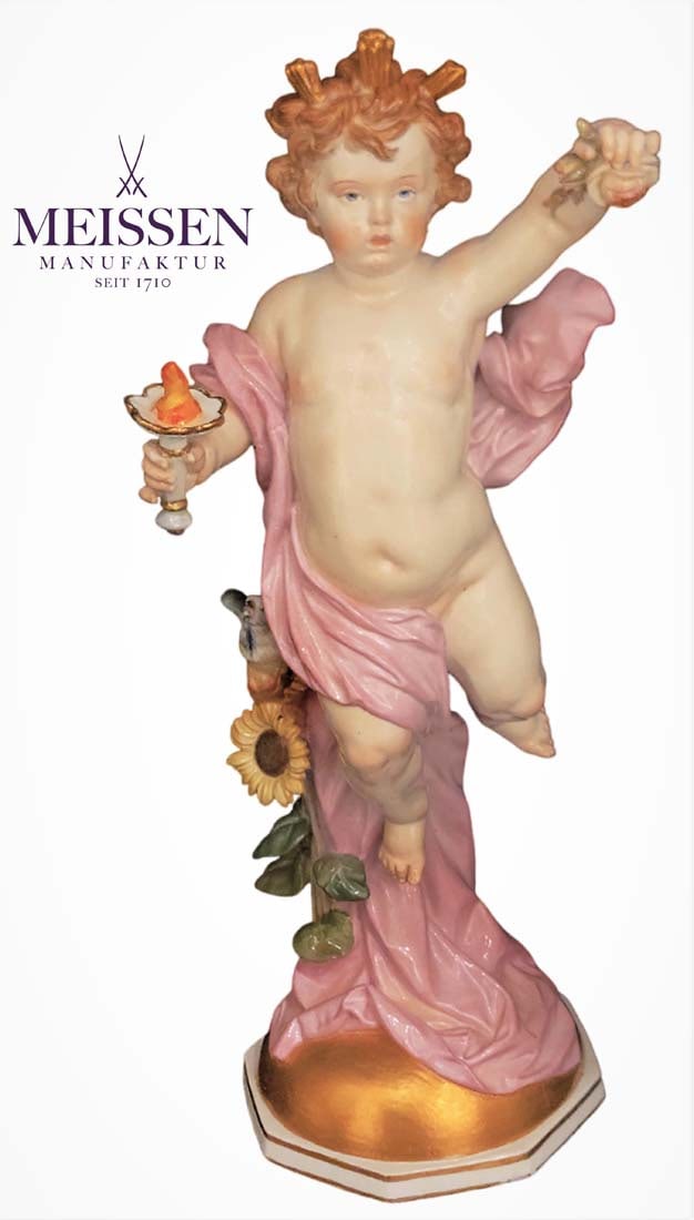 19th C. Large Meissen Porcelain Figure 'Personifying day': 19th C. Large Meissen Porcelain 'Personifying day' Figure. H 15" x W 6"