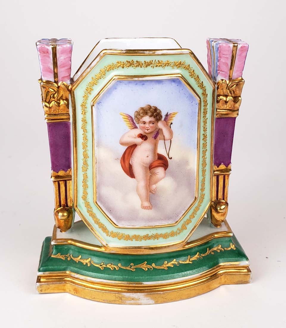 19th C. Jacob Petit Porcelain Vase: 19th C. Jacob Petit Porcelain Vase. Measures H: 5 1/4" W: 4 3/4"