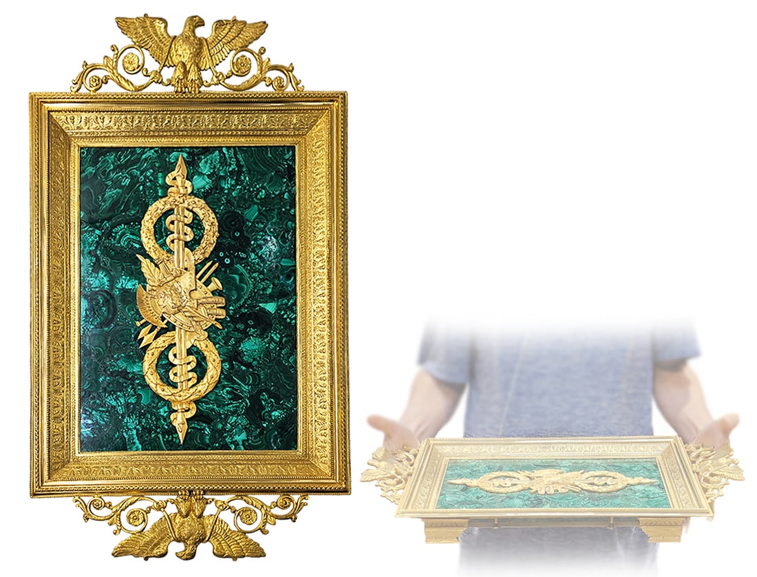 19th C. French Empire Bronze Malachite Tray (1 of 11)