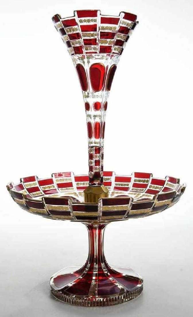 19th C. Bohemian Git Glass Epergne - 2