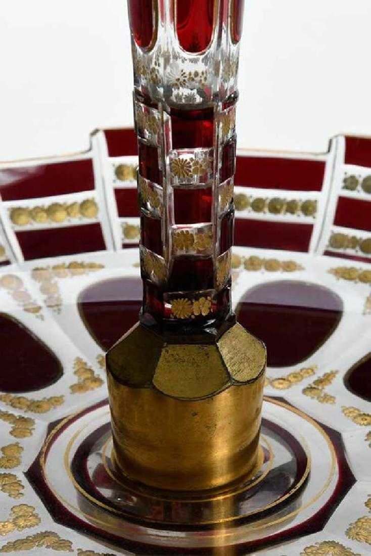 19th C. Bohemian Git Glass Epergne - 6