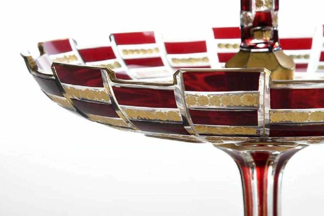 19th C. Bohemian Git Glass Epergne - 7