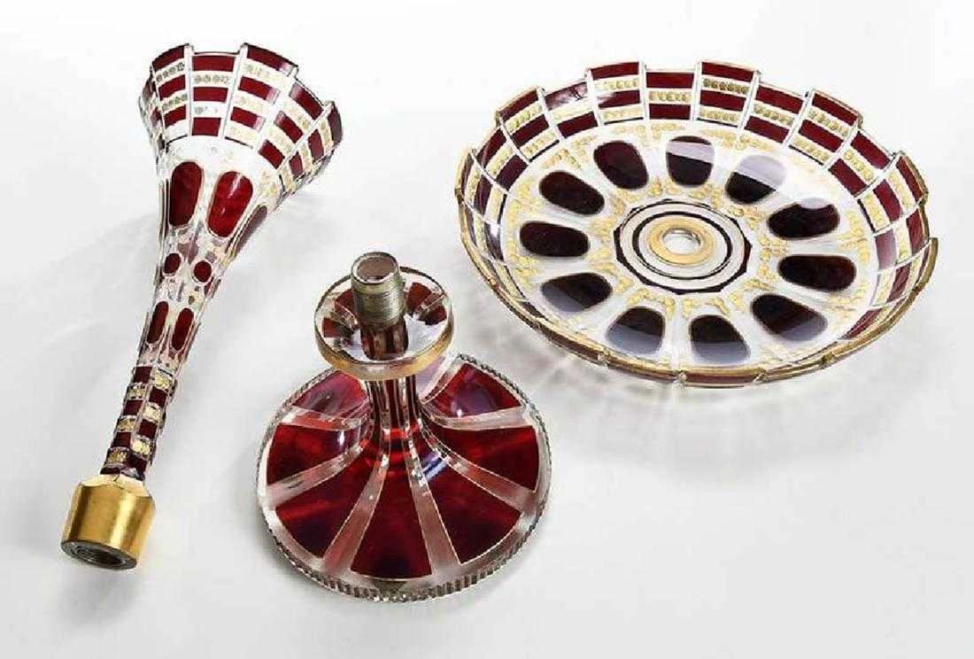 19th C. Bohemian Git Glass Epergne - 9
