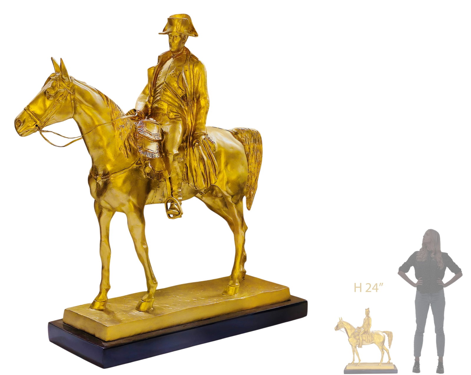 Large Louis-Marie Morise Gilt Bronze Napoleon Figural On Horse, After (1 of 5)