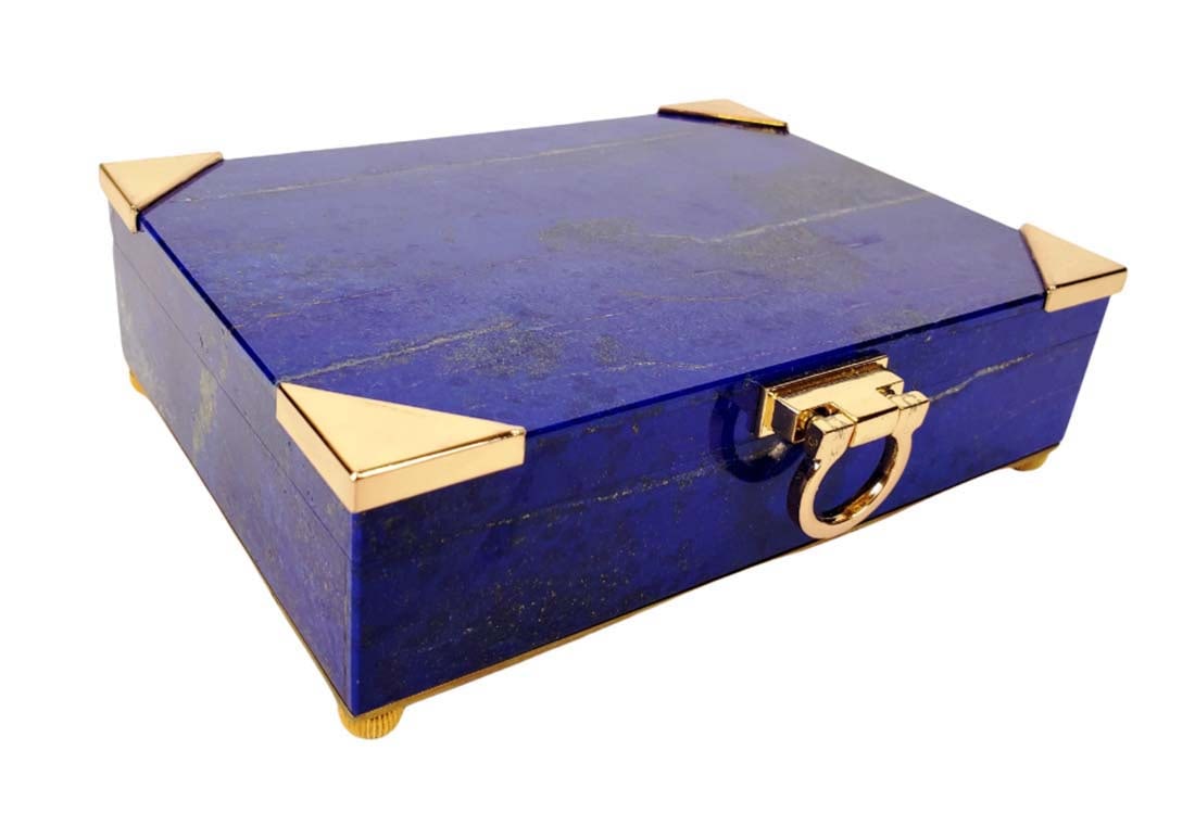 Magnificent Lapiz Lazuli Jewelry Box: Magnificent Lapiz Lazuli Jewelry Box. Measures 2 1/2" x 7" x 5"