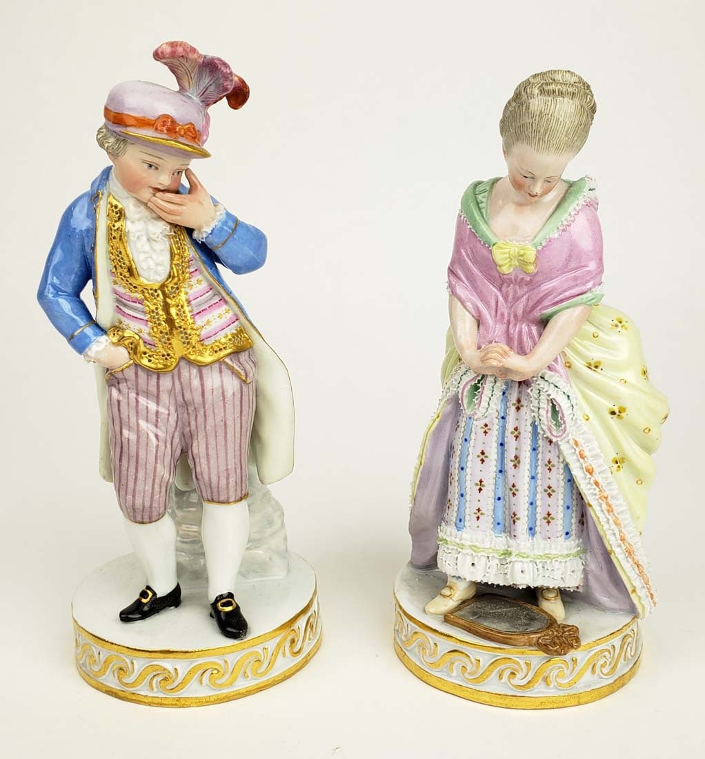 Pair of 19th C. Meissen Porcelain figures (1 of 7)