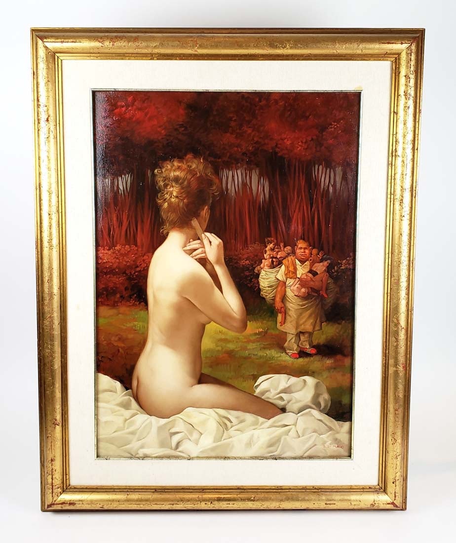 Magnificent Bruno Dimaio Signed Italian Oil on Canvas "Doll Seller" (1 of 11)