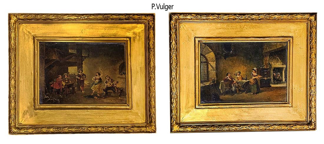 Pair Of Signed 19th C. Oil On Board Painting: Pair Of Signed 19th C. Oil On Board Painting. Frame: 21" x 17 1/2" \ Board: 9 1/4" x 13"
