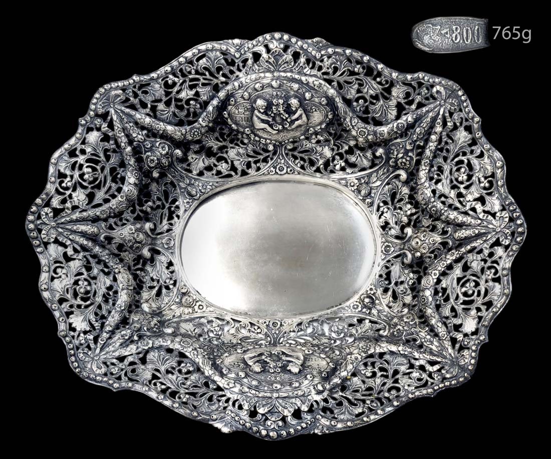 19th C. German .800 Sliver(765g) Fruit Basket / Centerpiece (1 of 5)