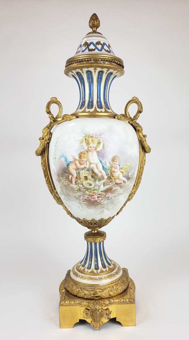 Very Large 19th C. Sevres Porcelain & Gilt Bronze Vase (1 of 7)