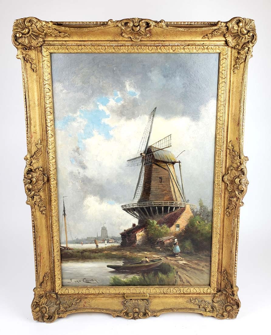 J. Van Couver 19th C. Oil On Canvas: J. Van Couver 19th C. Oil On Canvas . The frame measures 29" x 20 3/4" and the canvas measures 24 1/4" x 16". Signed J. Van Couver on lower left corner