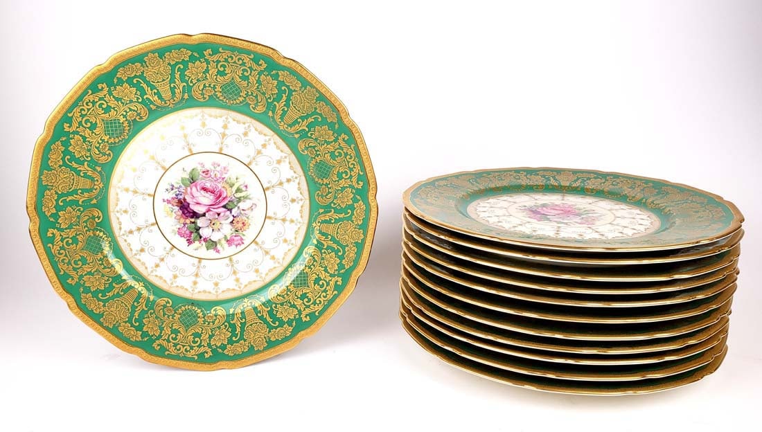 Set of 12 Rosenthal Porcelain Plates: Set of 12 Rosenthal Porcelain Plates. They measure 10 1/2" diameter