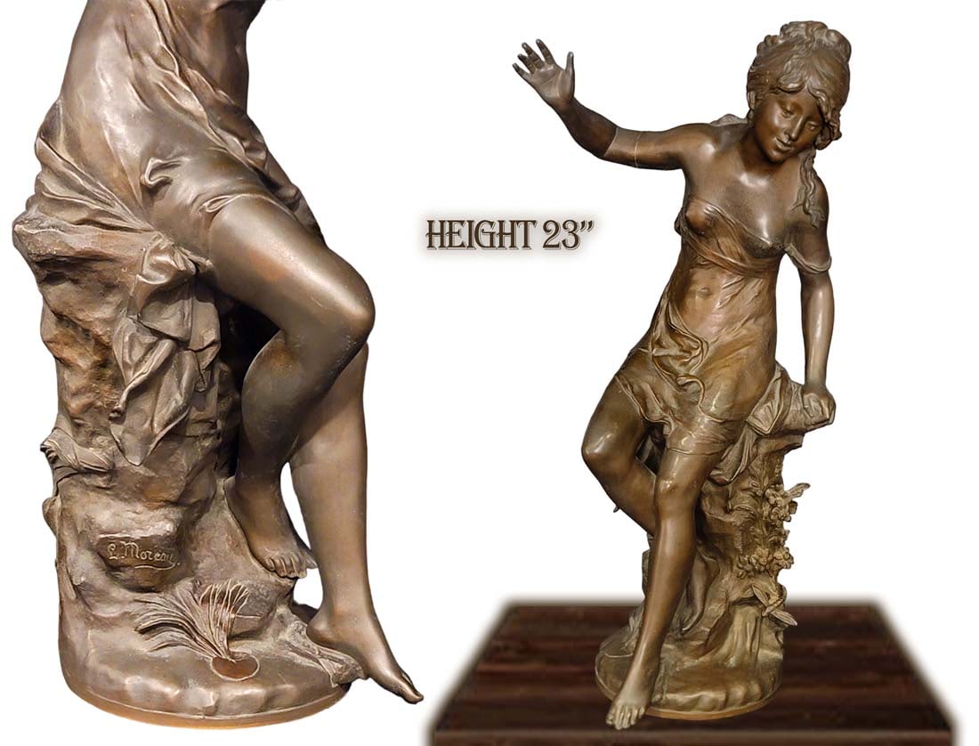 Signed French L. Moreau 19th C. Bronze Statue (1 of 10)
