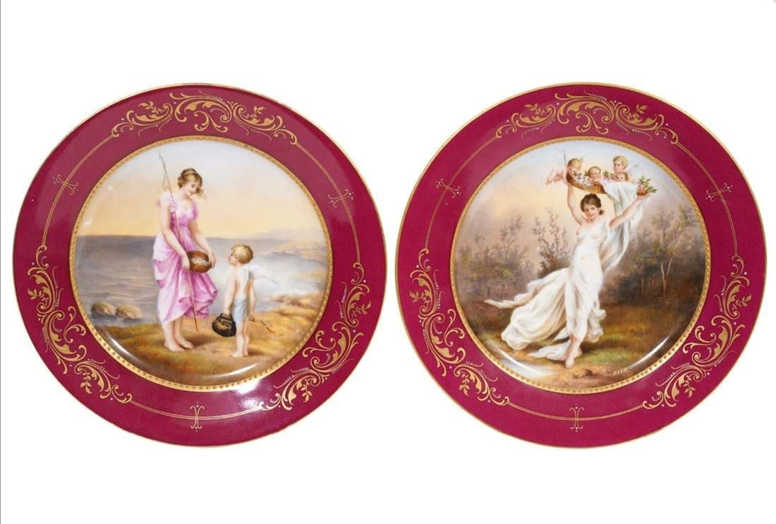 Pair of 19th C. Royal Vienna Mythological Cabinet Plates: Pair of 19th C. Royal Vienna Mythological Cabinet Plates. Measures 8" W