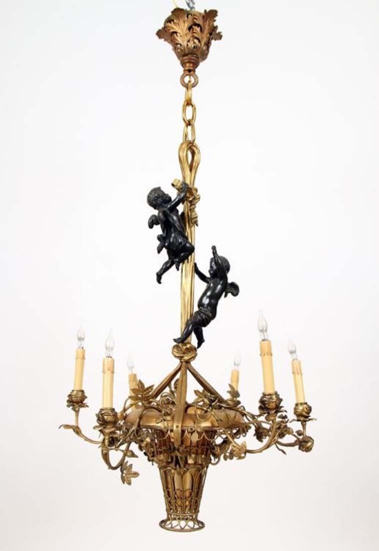 Late 19th C. French Bronze Figural Chandelier (1 of 7)