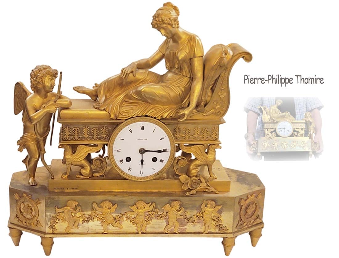 Large Museum Quality 19th C. Empire Ormolu Bronze Figural Clock, Signed By Thomire (1 of 19)