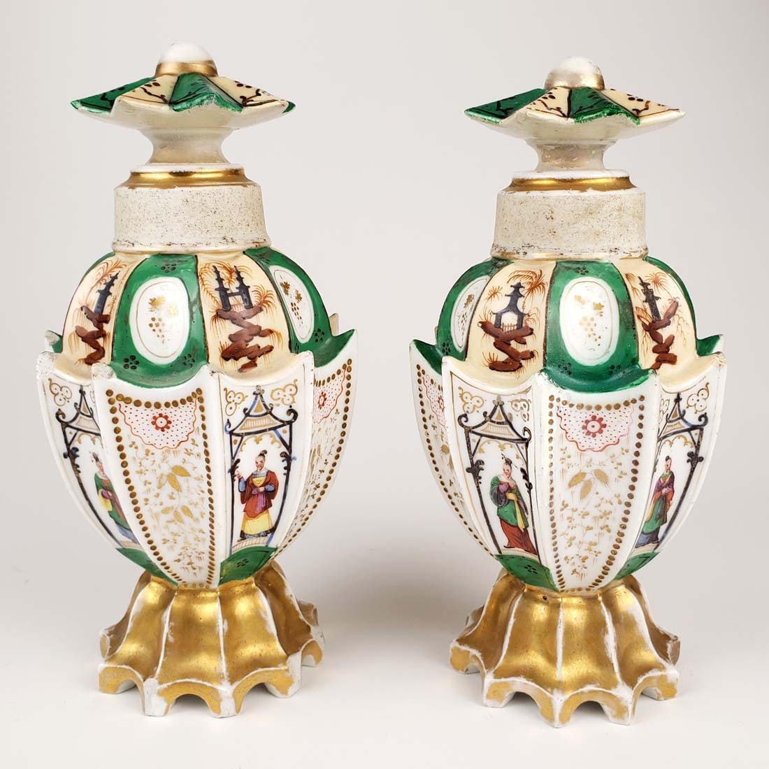 Pair of 19th C. Jacob Petit Porcelain Vases: Pair of 19th C. Jacob Petit Porcelain Vases. They measure H: 7 3/4"