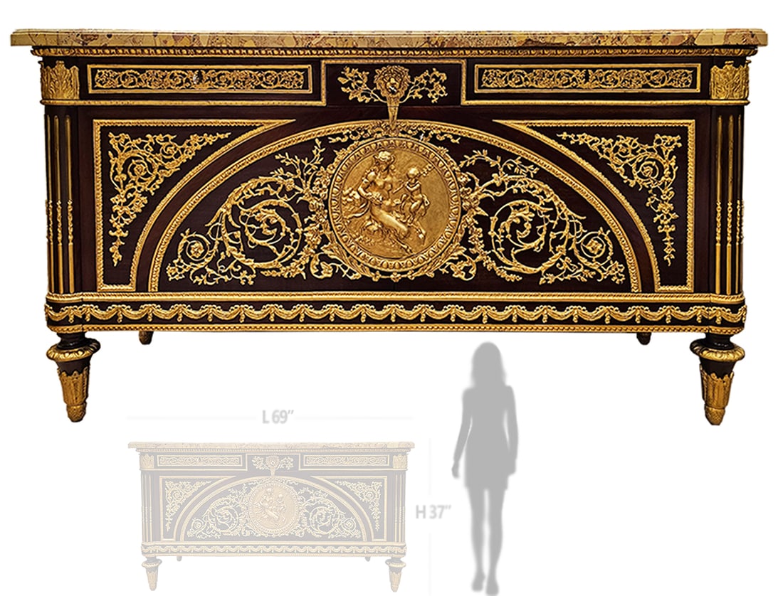 Commode A Vantaux, After 18th C. Marie Antoinette Model: Commode A Vantaux, After 18th C. Marie Antoinette Model. H 37" x W 26 1/2" x L 69"