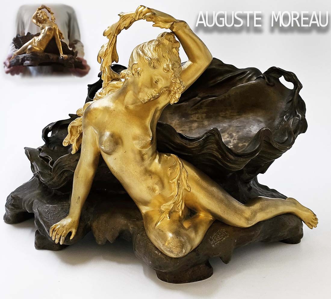 Large French (1831-1917) Art Nouveau Auguste Moreau Figural Centerpiece (1 of 11)