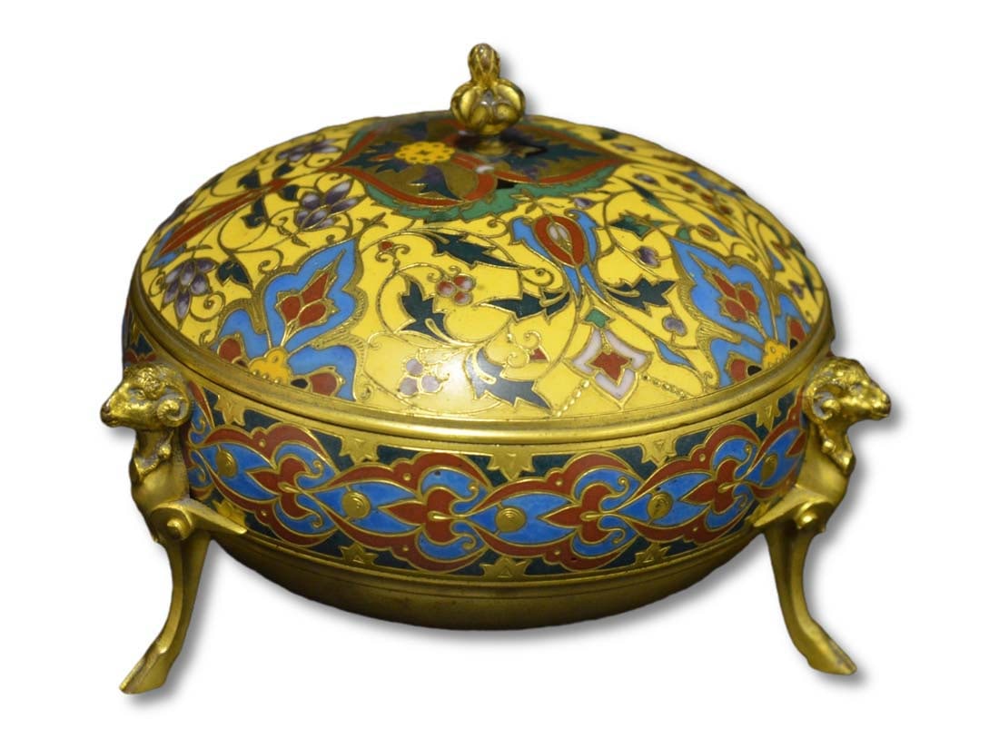 19th Century F. Barbedienne Bronze Champleve Enamel Bonboniere (1 of 6)
