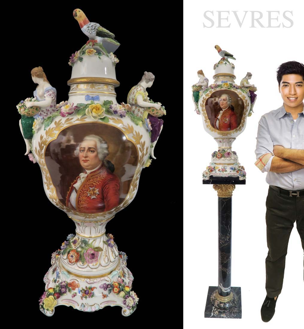 Large White SEVRES Figural Porcelain King Louis XVI Vase (1 of 7)