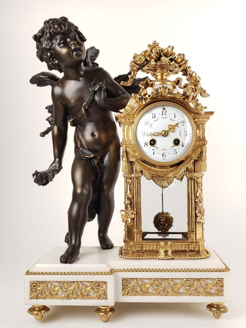 19th C. French Marble Figural Mantle Clock (1 of 5)