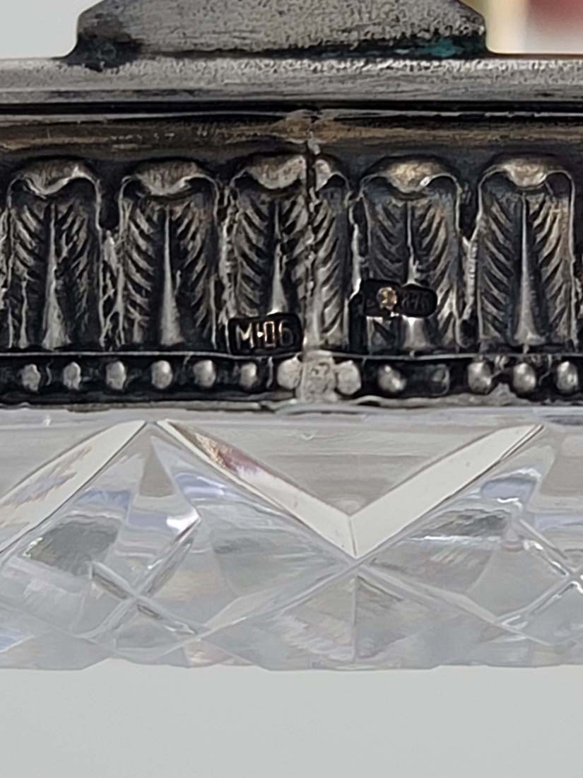 19th C. Russian Silver Baccarat Crystal Caviar Platter - 2