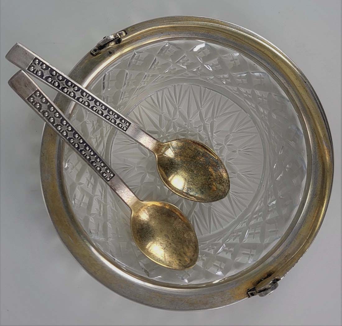 19th C. Russian Silver Baccarat Crystal Caviar Platter - 3