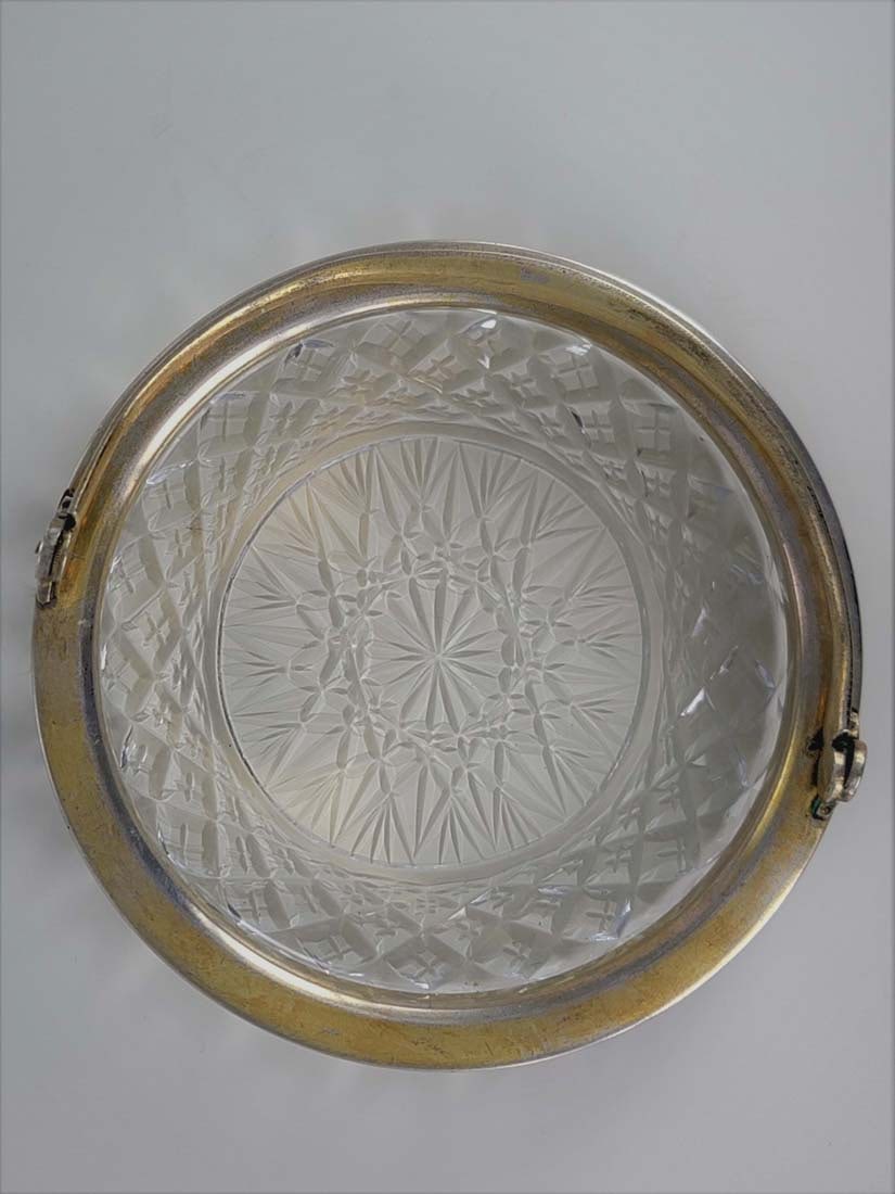 19th C. Russian Silver Baccarat Crystal Caviar Platter - 5