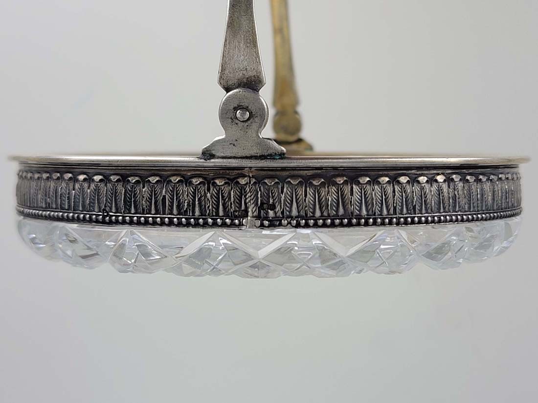 19th C. Russian Silver Baccarat Crystal Caviar Platter - 7