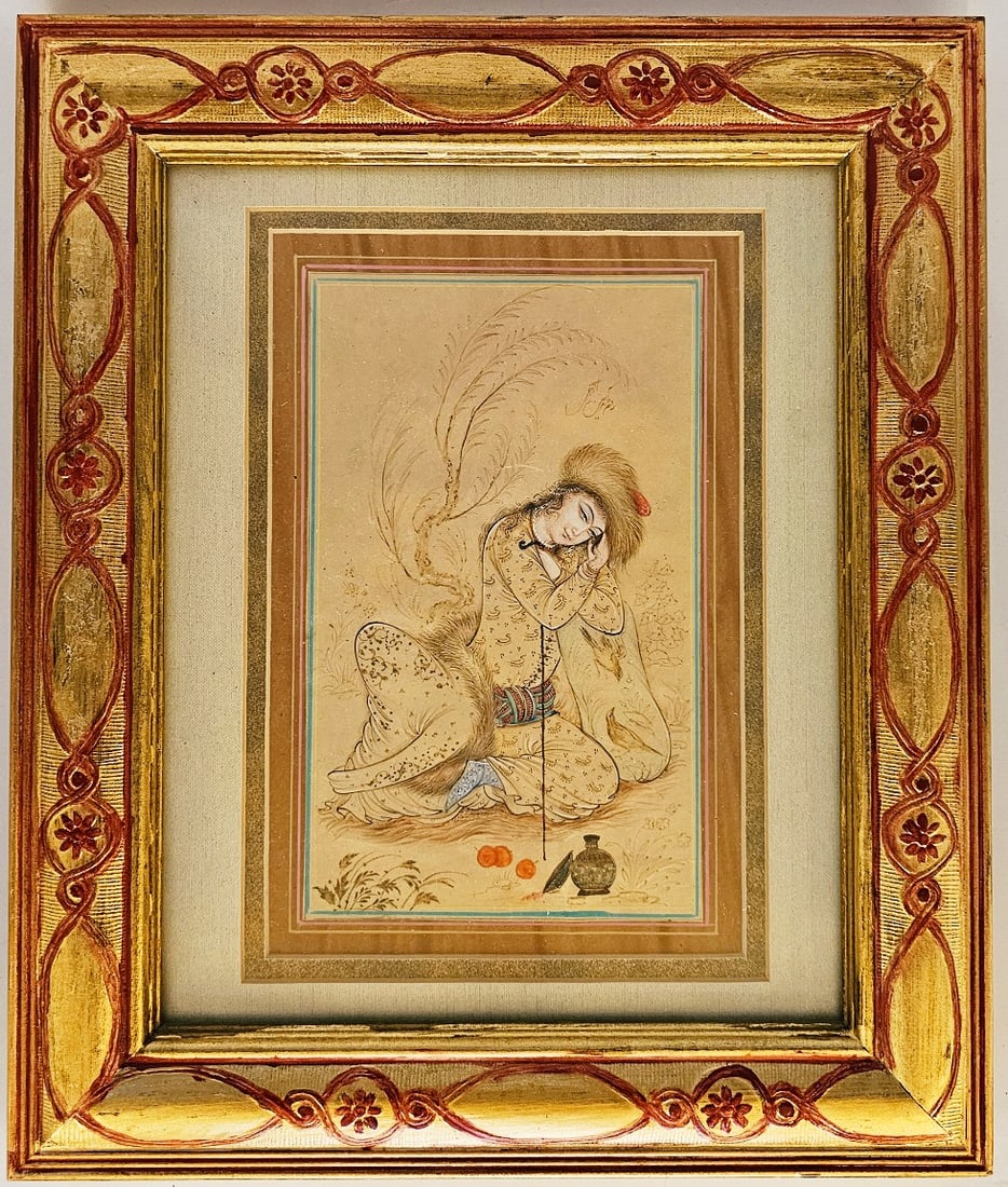 Persian Miniature Painting, Signed: Persian Miniature Painting, Signed. Signature is located on top of the Character's head. 12 7/8" x 10 7/8"