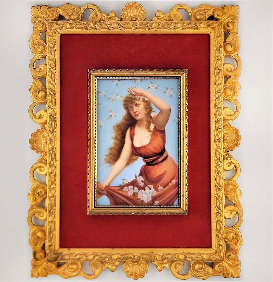 19th C. German Berlin KPM Porcelain Plaque: 19th C. German Berlin KPM Porcelain Plaque. Frame: 10 1/2" x 13 1/8" \ Plaque: 4 1/2" x 6 1/2"
