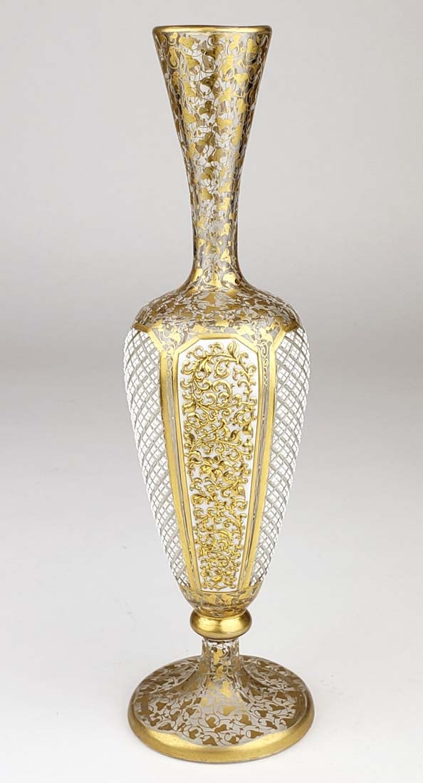 19th C. Bohemian Diamond Cut Vase (1 of 3)