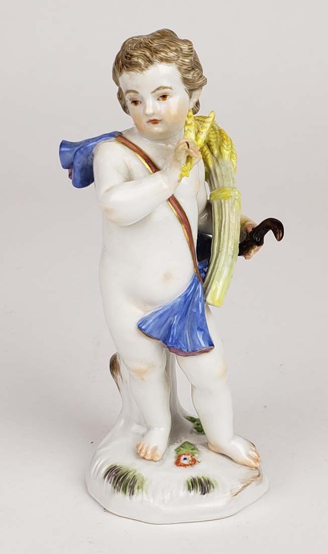 19th C. Meissen Porcelain Figure of Boy Farmer: 19th C. Meissen Porcelain Figure of Boy Farmer. Measures H: 5 1/2"