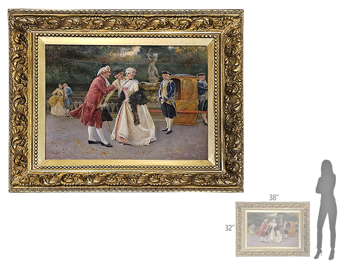 Italian Oil On Canvas Painting By Antonio Zoppi (1860-1926) Circa 1906: Italian Oil On Canvas Painting By Antonio Zoppi (1860-1926) Circa 1906. Frame: 38" x 32" \ Canvas: 27" x 21"